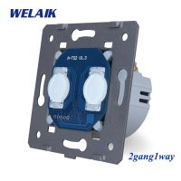 Welaik Eu สวิตช์ติดผนังสวิตช์แบบสัมผัส Diy-ชิ้นส่วน-ไฟติดผนัง-สวิตช์2gang-1way Ac250v-a921