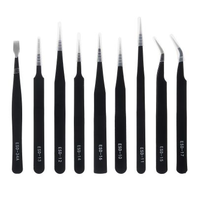 【LZ】﹍  Precision Esd Tweezers Set Professional  Anti-Static Stainless Steel Tweezers Micro Repair Tools For Electronics Soldering