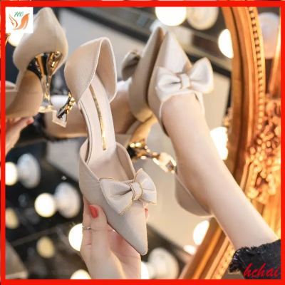【Hchai Shop】รองเท้าส้นสูง ผ้าซาติน ประดับโบว์ สีแดง สําหรับผู้หญิง เจ้าสาว งานแต่งงาน QC7311709