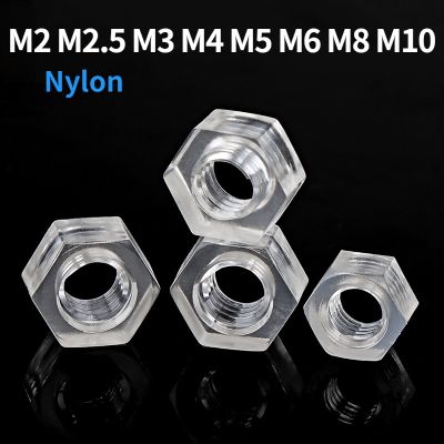 M2 M2.5 M3 M4 M5 M6 M8 M10 50/100PCS Clear Acrylic Hexagon Nuts For Lighting Installation / Plastic Hexagon Nuts