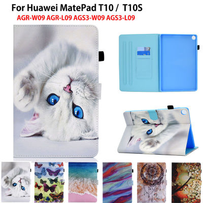 เคสสำหรับหัวเหว่ย Matepad T10เคสสำหรับหัวเหว่ย Matepad T10S MatePad T 10 T 10S แมวน่ารักพลิก TPU กรณีภายใน