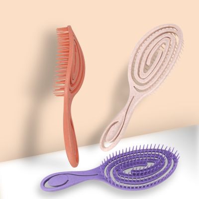 ℗◑ Elliptical hollowing out Hair Scalp Massage Comb Hairbrush Wet Curly Detangle Hair Brush for Salon Hairdressing Styling Tools