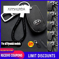 XDS เคสกุญแจรีโมตหนังคุณภาพสูงสำหรับ Hyundai พร้อมที่ใส่กุญแจโลโก้รถพวงกุญแจโลหะผสมที่สร้างสรรค์