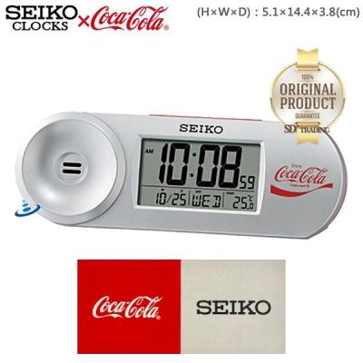 SEIKO x Coca Cola โค้ก นาฬิกาปลุกดิจิตอล Themoneter รุ่น QHL902S - สีบอร์น เงิน