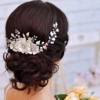 AiliBride Flower Crystal Pearl Headband for Wedding tiara Bridal Hair Vine Handmade Women Bride Hair ornaments Jewelry