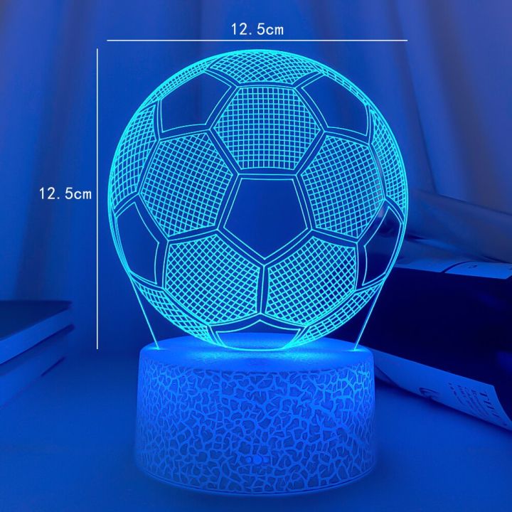โคมไฟลูกฟุตบอลไฟกลางคืนสำหรับเด็ก-โคมไฟ3d-ไลท์เซ็นเซอร์สัมผัสระยะไกลโคมไฟสำหรับตกแต่งห้องนอนเด็กฟุตบอลโต๊ะของขวัญ