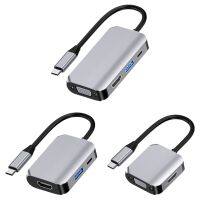 USB C Ke HDMI-Kompatibel dengan VGA Hub Adaptor USB 3.0 Extendsion Dock dengan untuk MacBook Pro Aksesoris Tipe C Splitter 4/3/2 In 1