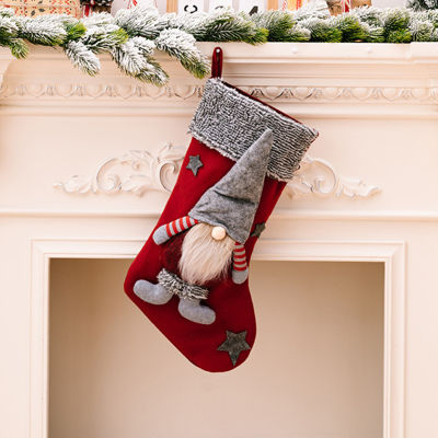 อุปกรณ์ตกแต่งเทศกาลถุงเท้าคริสต์มาสซานต้าให้ความรู้สึกสำหรับของขวัญสำหรับเด็กน้อยและเด็กผู้หญิง