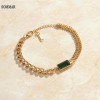 Sommar Hot 2022 GOLD สีเงินสเตอร์ลิงสร้อยข้อมือผู้หญิงกำไลข้อมือ Emerald zircon รั้งผู้ชายสายรัดข้อมือแฟชั่นยอดนิยมเครื่องประดับ