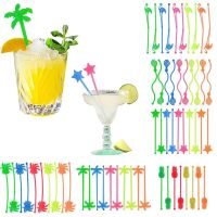 50pcs Flamingo Pineapple Star Drink Wine Decor Cocktail Swizzle Sticks Drink Stirrer Hawaiian Beach Party Decor Bar Supplies