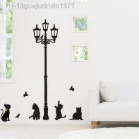 Wall stickers✎ 13guejudroto1971 Criativo Adesivo de Parede Lâmpada Antiga Gatos e Pássaros Mural dos desenhos animados Decor Decalques do quarto Kids Wallpaper