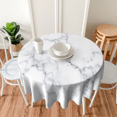 【CW】 Marble Round Tablecloth 60 Inch Ruitic and Table Fabric Farmhouse Abstract Tablecloths