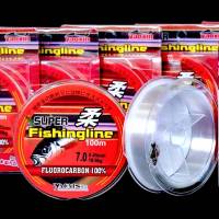 สายเอ็นตกปลา SUPER FISHINGLINE 100 เมตร สายFLUROCARBON 100% เหนียวทนต่อแรงดึงได้ดี จมน้ำเร็ว