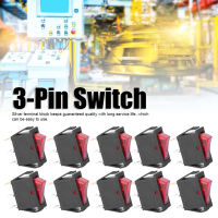 Fafeicy 10PCs 3 ‑ Pin Switch Rocker, เปิด / ปิดไฟสีแดง 2 ‑ ตำแหน่งสำหรับแท่นทดสอบสวิตช์เครื่องใช้ในครัวเรือน