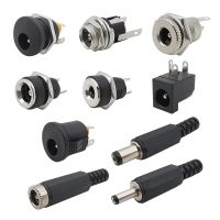 10Pcs DC Connectors 5.5x2.1mm 3.5x1.3mm DC Power Plug Male Female Jack Socket Nut Panel Mount DC Power Adapter Connector 5.5*2.1  Wires Leads Adapters