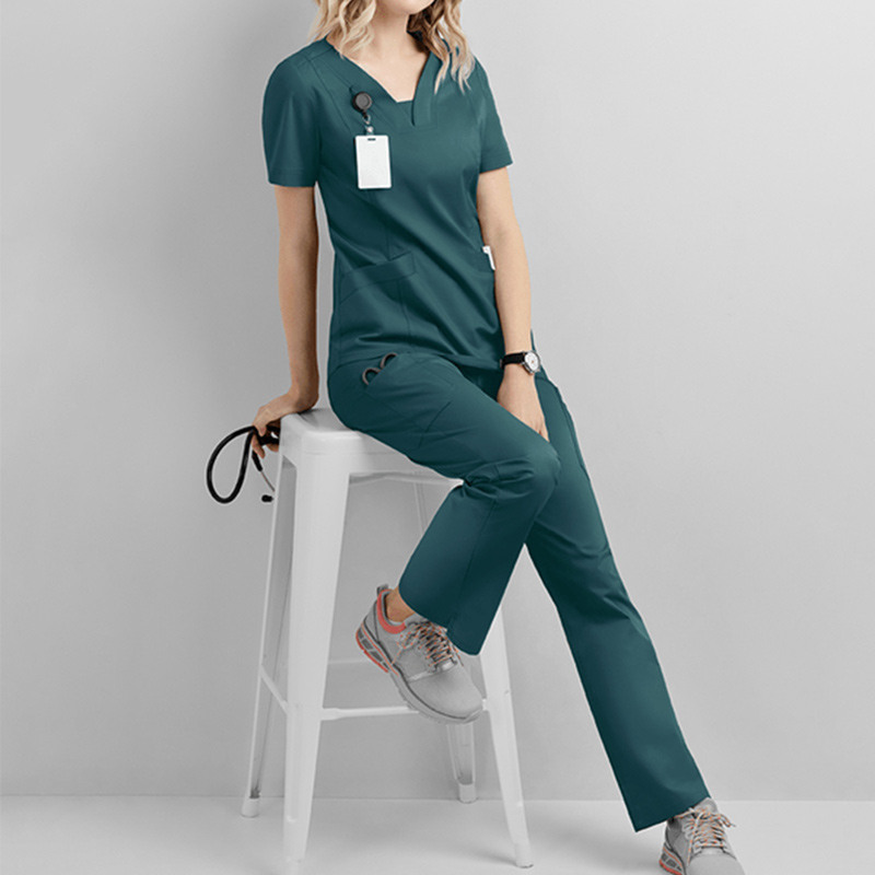 Women's Medical Uniform Scrub Sets 2 Piece V Neck Top Drawstring Pants Stretch Soft Lightweight Pocket Nursing 