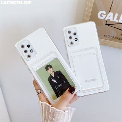 （cold noodles） Clear Card Holder สำหรับ Samsung Galaxy A53 5G A33 A13 A82 A72 A52 A32 A22 A12 A71 A51 A31 A21S A90 A70 A50 A30 A20