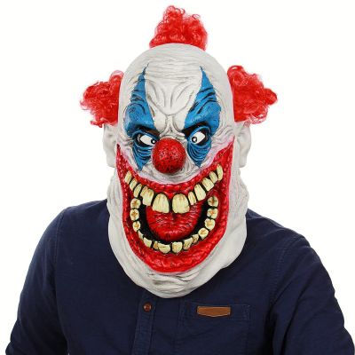 Funny Joker Red Hair Clown Cosplay Mask Halloween Scary Latex Helmet Carnival Party Costume Masks Adult