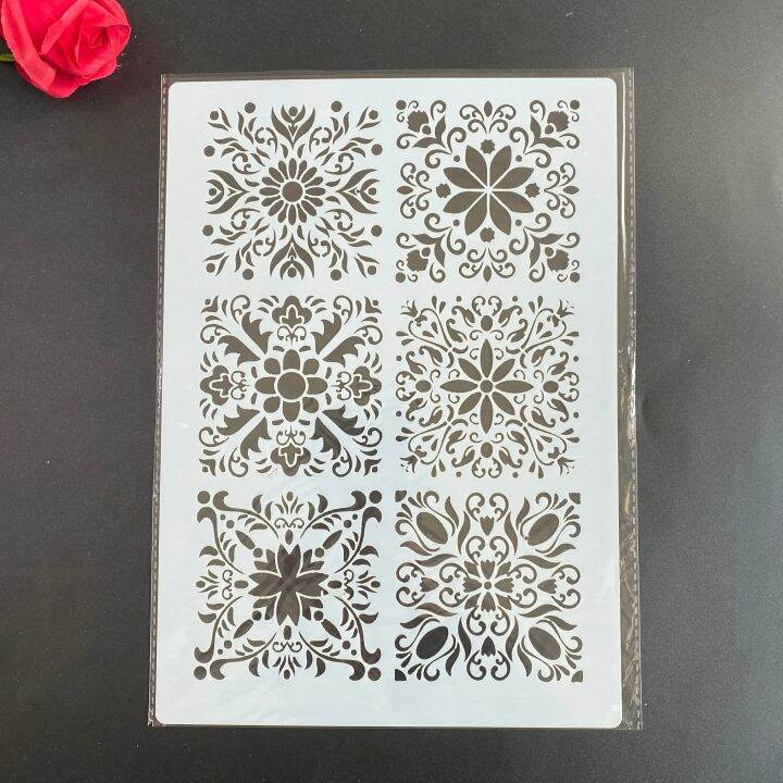 Wall Painting Template.）A4 size Retro pattern DIY Stencils Wall