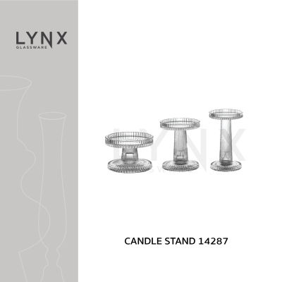 LYNX - Candle Stand 14287 - เชิงเทียนแก้ว เชิงเทียนคริสตัล ลายริ้วร่องตรง มีให้เลือก 3 ขนาด ความสูง 6.5 ซม., 11.7 ซม. และ 16.7 ซม.