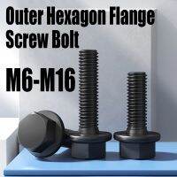 1 Buah M6 M8 M10 M12 M14 M16 Kelas 10.9 Baja Karbon Hitam Luar Hexagon Baut Flange Hex Topi Flange Sekrup Baut Pengencang