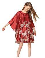 Summer New Chinese Style Satin Robe Dress Womens Sexy Loose Nightgown Sleepwear Vintage Kaftan Bathrobe Gown Plus Size