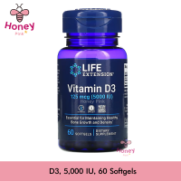 Life Extension, D3, (5,000 IU), 60 Soft gels