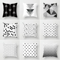 45x45cm Nordic Style Hot Sale Black And White Geometric Stripes Literary Plush Cushion Cover Decorative Pillowcase for Sofa