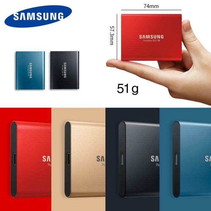ผลิตภัณฑ์ที่ผ่านการรับรองแบรนด์ดั้งเดิม Samsung Portable T5 SSD 1Tb ...