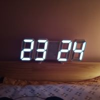 ZZOOI 3D LED Wall Clock Modern Digital Table Clock Alarm Nightlight with Date Temperature Shown Home Living Room Desktop Decorations