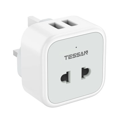 TESSAN 3 in 1 Shaver Plug Adapter with 2 USB Ports, 2 pin to 3 pin USB Socket Charger, Suitable for Many plugs(Type CEFA)