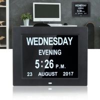 HYWQ Day Month Year Electronic Large Dementia LCD Screen Time Alarm Clock Home Decor Calendar Digital Clock