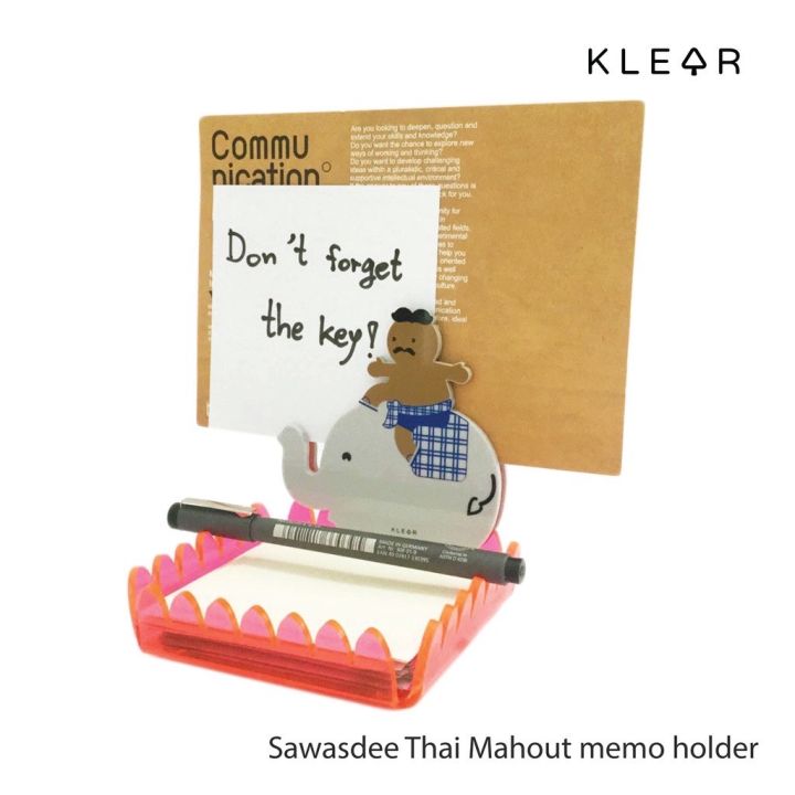 klearobject-sawasdee-thai-mahout-memo-holder-อะคริลิคใส่กระดาษโน๊ต-วางนามบัตร-กล่องใส่กระดาษโน๊ต-ใส่นามบัตร-เก็บของใช้บนโต๊ะทำงาน-กล่องอะคริลิค-ที่วางของ