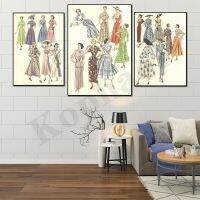 Retro แฟชั่นการออกแบบ Home Wall Decor โปสเตอร์40S ผู้หญิงแฟชั่น Sketch ยอดนิยม Vintage Style