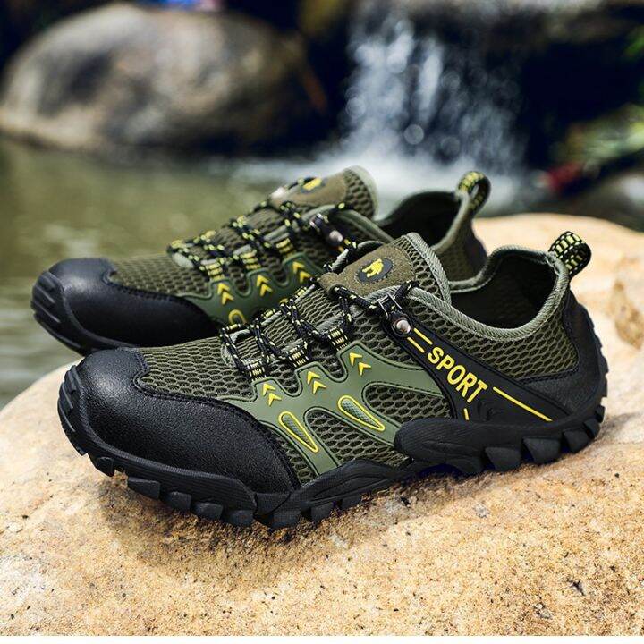 Non-slip mesh leather sports shoes for high-quality hiking for men |  