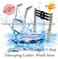 บันได แตนเลส สำหรับ เรือ AISI 316 Stainless Steel Marine 3 Step Large Telescopic Marine Drop Boat Ladder Swim Step I/B-O/B Swim Ladder