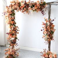 Vintage Orange Artificial Flower Row Wedding Arch Decoration Outdoor/Indoor Door Arrangement Party Props Wall Flowers Artificial Flowers  Plants