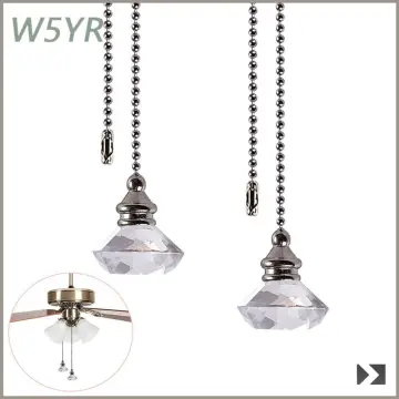 2 Pcs Crystal Pull Chains Ceiling Fan Chain Extension Fan Pull