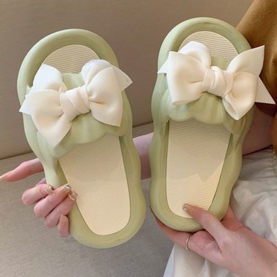 【July】 Slippers women stepping on feces feeling thick bottom butterfly fairy sandals and slippers for outdoor indoor bath non-slip summer childrens