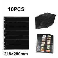 10pcs/Lot Stamp Album Collection Refill Pages Black PVC Loose-leaf Inners Refill Page Collection Stamps Album Holders Sheets  Photo Albums