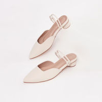 ** Clearance** Mori Mila สี Cloud Cream ( 2 in 1 : Slip on / Sling Back ) รองเท้าทรงเกาหลี ใส่ได้ 2 แบบ