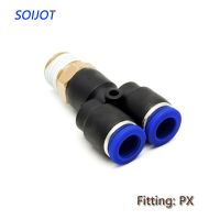 10pcs PX Pneumatic Fitting  Y Shaped Tee 10/6/8/12 OD Hose Tube  1/8" 1/4" 3/8" 1/2" BSP Male Thread 3 way Air Coupler Connector Pipe Fittings Accesso