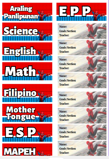 SPIDERMAN THEMED LOWER GRADES SUBJECT AND NAME STICKER SET Lazada PH spiderman-themed-lower-grades-subject-and-name-sticker-set-lazada-ph
