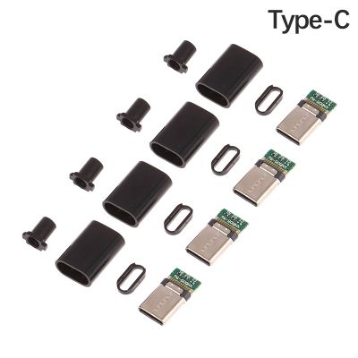 5 Sets Mini USB Micro USB Type C Male Head With Sheath Micro Usb Jack Connector Plastic Shell Jack Tail Sockect Plug Terminal