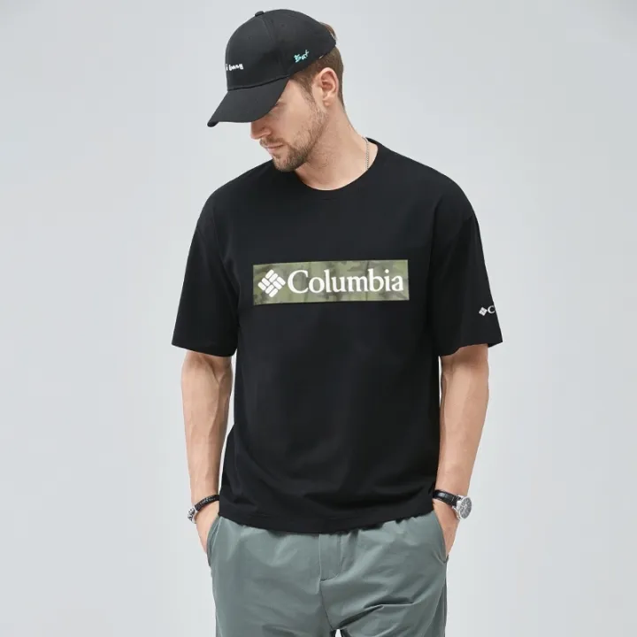 columbiaเสื้อยืดแขนสั้นลําลอง-คอกลม-ผ้าฝ้าย-ทรงหลวม-พิมพ์ลาย-ระบายอากาศได้ดี-แฟชั่นฤดูร้อน-สําหรับผู้ชาย