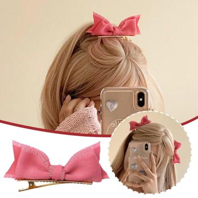 Barbie Pink Bow Hairpin Fabric Princess Bow Hairpin Hairpin Accessories Side Duckbill X4F3