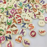 50pcs Alphabet Pattern Wooden Buttons Fit Sewing and Scrapbook 15mm WA01 Haberdashery