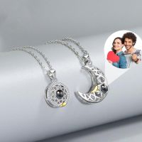 Custom Projection Photo Neckalce For Women Magnetic Couple Sun and Moon Necklaces Stainless Steel I Love You Valentine 39;s Jewelry