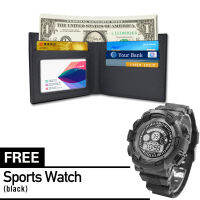 New [With fee digital watch]Mens Short Wallet Iron Side Korean Youth Mens Cross Section Wallet