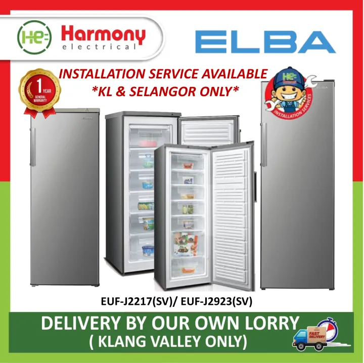 [KL & SELANGOR ONLY] ELBA 290L Upright Freezer EUFJ2923(SV) ( Penyejuk